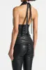 Faux Leather Backless Ruched Sleeveless Tank Top sold by Micas
