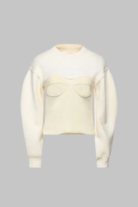 Knit Patchwork Round Neck Long-Sleeve Top sold by Micas