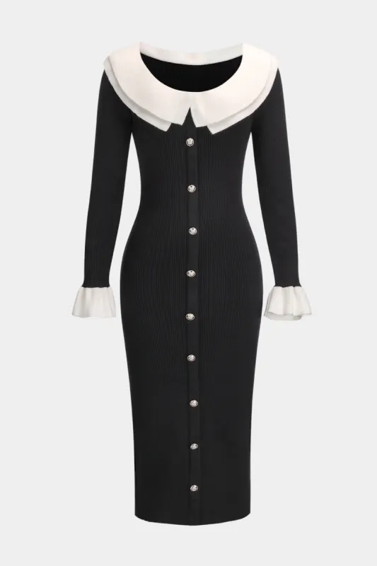 Strik-knap Puff patchwork langærmet kjole sold by Micas