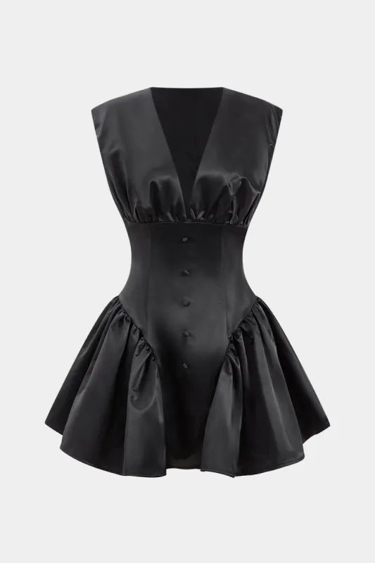 Satin -knap Ruched Mini Dress sold by Micas
