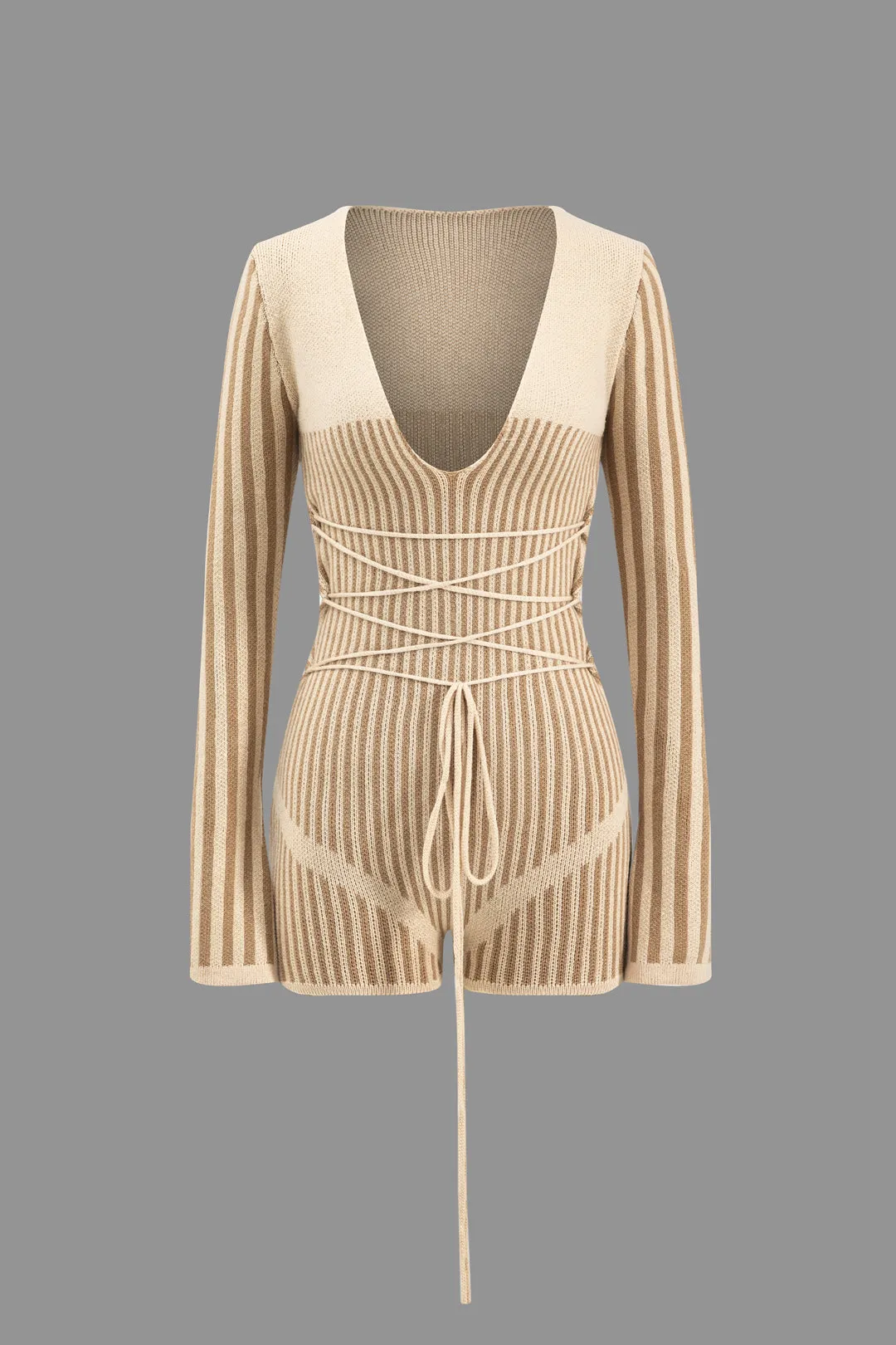 Strik patchwork binding v-hals langærmet romper sold by Micas