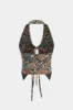 Jacquard Halter Neck Tie-Up Tank Top sold by Micas