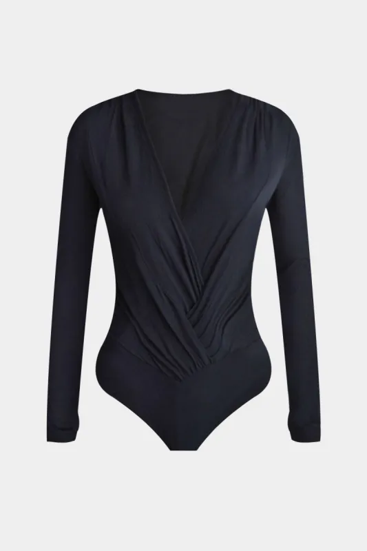 Ruched Crossed Long Sleeve Bodysuit sold by Micas