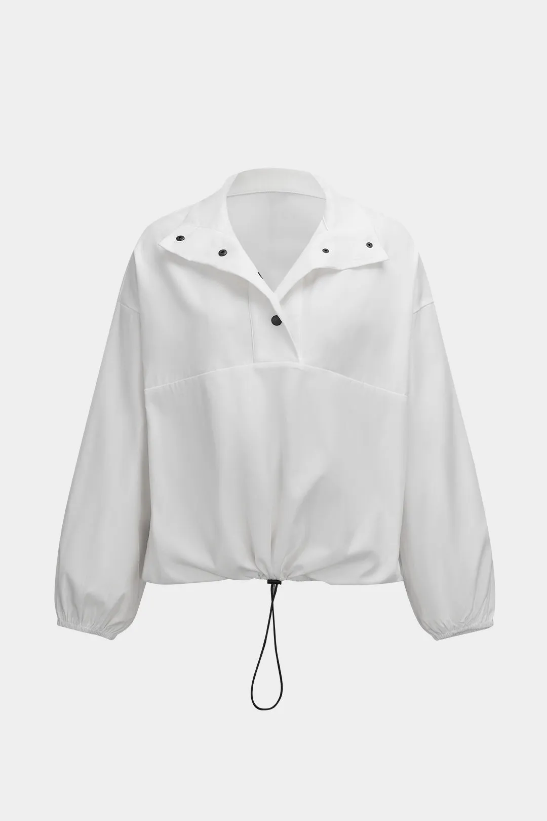 Ruched Drawstring Button Long-Sleeve Top And Shorts Set sold by Micas product image thumbnail 2