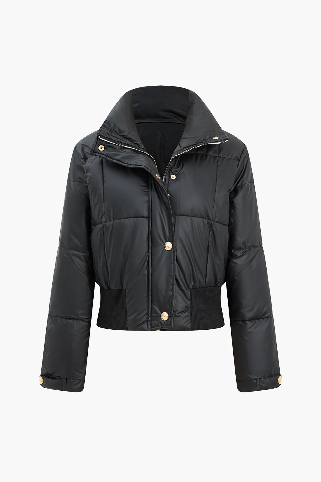 Knap polstret stand krave langærmet puffer sold by Micas