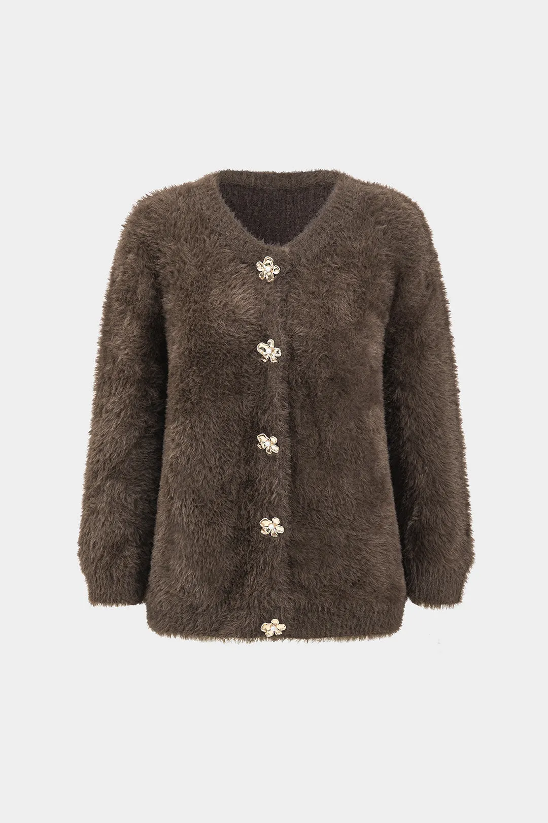 Strikket knap langærmet cardigan sold by Micas