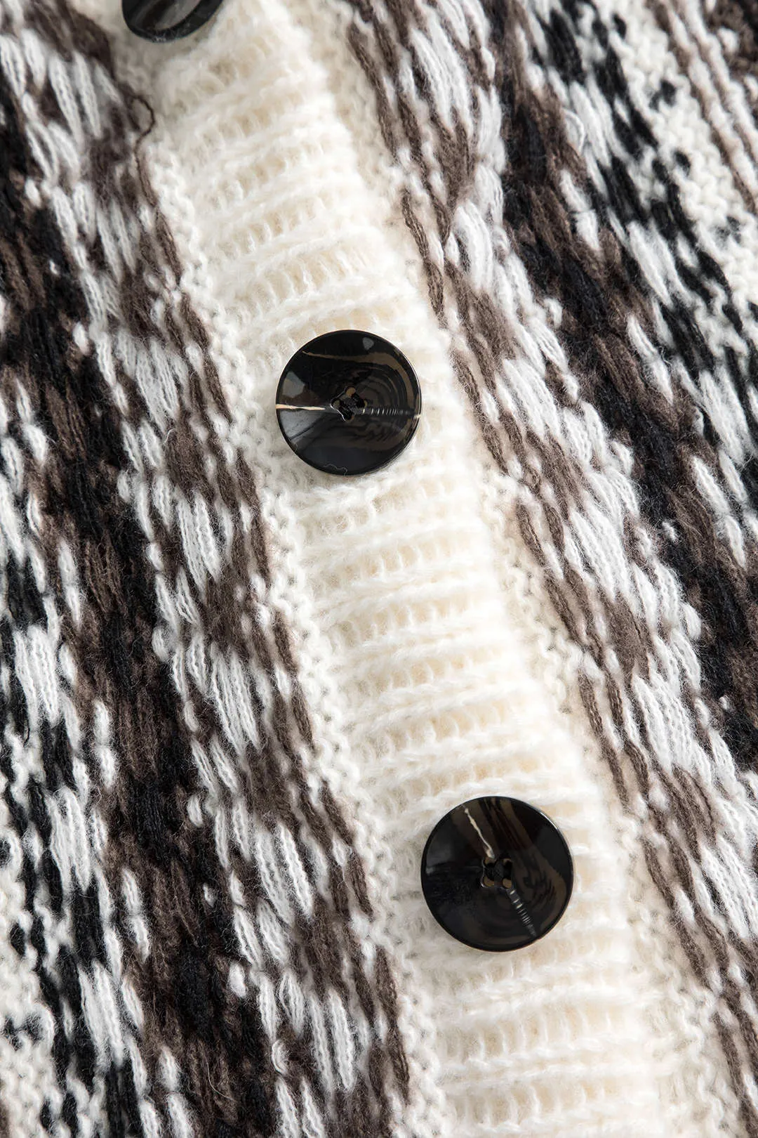 Sweater-knap patchwork langærmet cardigan sold by Micas product image thumbnail 3