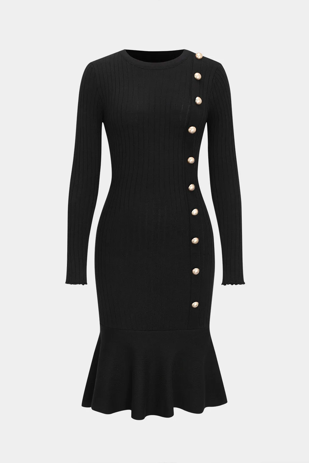 Strik knap rund hals langærmet kjole sold by Micas