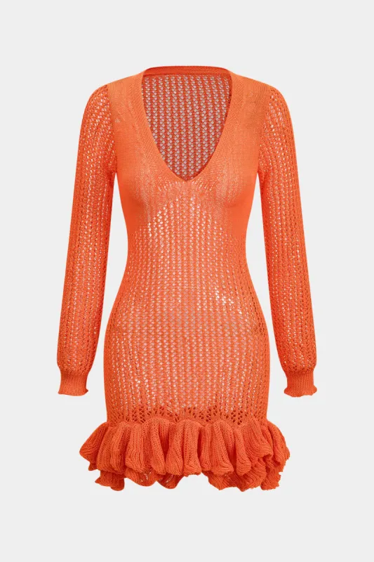 Strik mesh kammuslingkant langærmet kjole sold by Micas