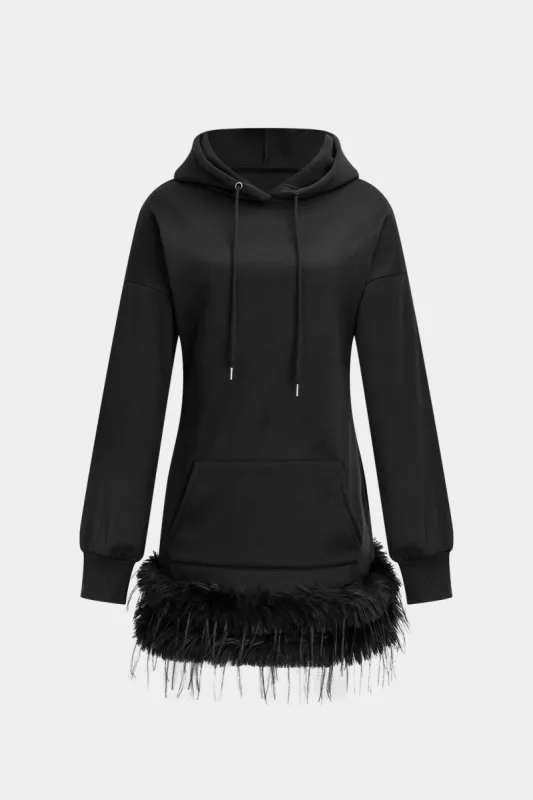 Hætte lomme langærmet mini kjole sold by Micas