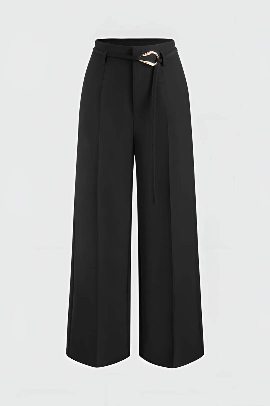 Belted Metallic Detail Wide Leg Trousers sold by Micas