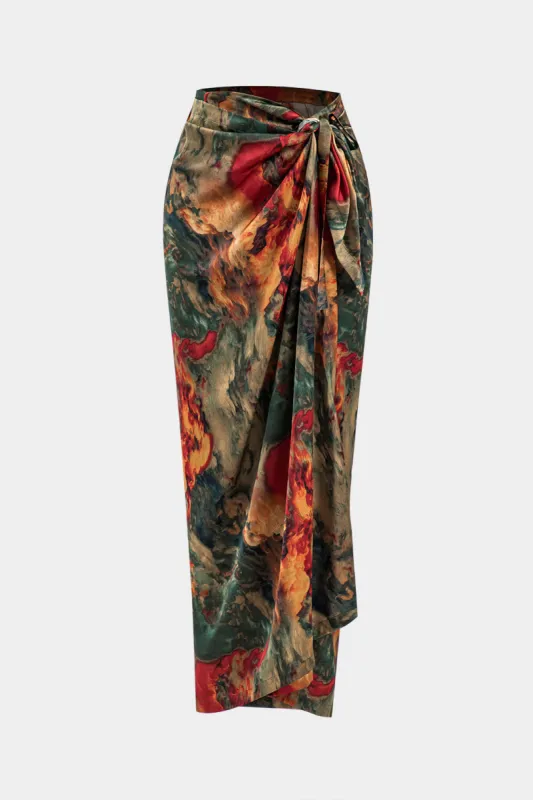 Satin blomsterprint slips foran nederdel sold by Micas