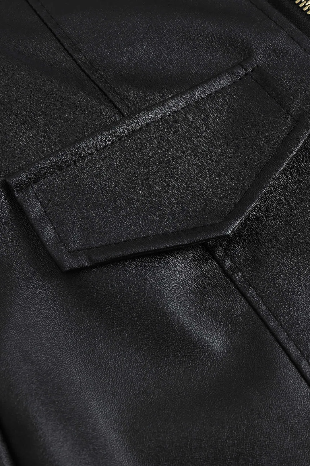 Faux læder høj talje lynlås lomme shorts sold by Micas product image thumbnail 4