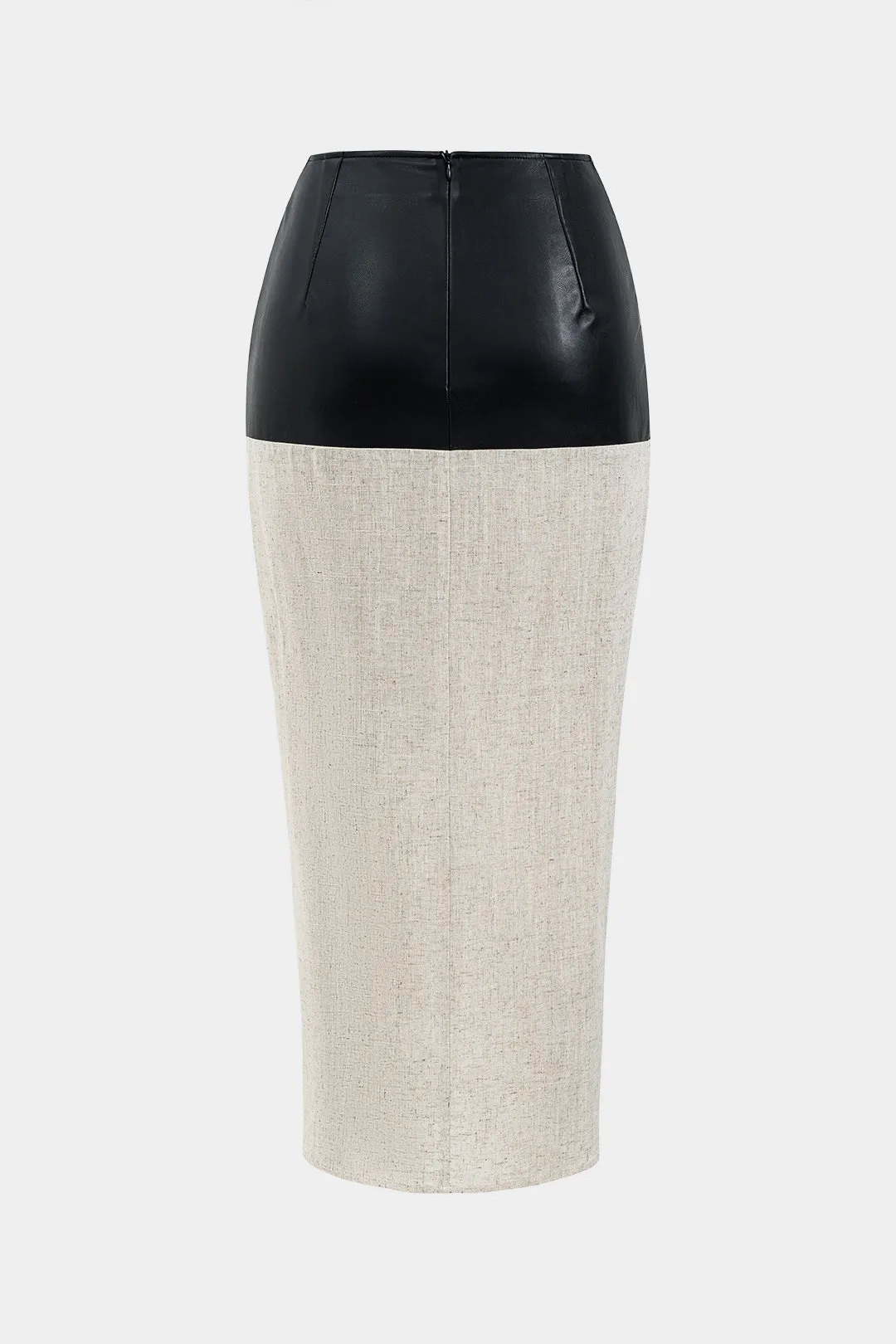 Faux læder linned patchwork ruched nederdel sold by Micas product image thumbnail 2