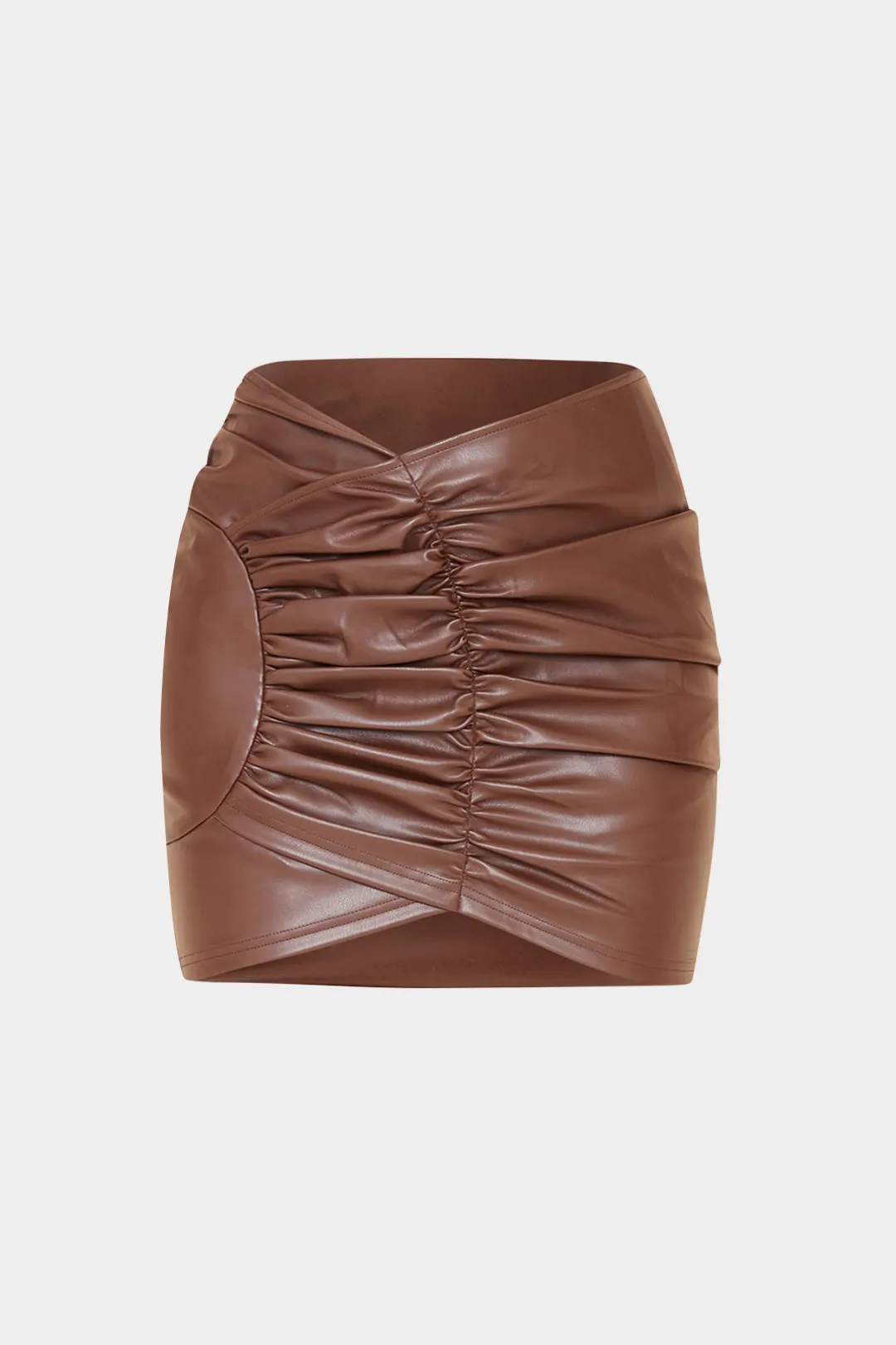 Faux Leather Ruched Skirt sold by Micas