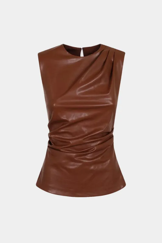 Faux Leather Ruched Tank Top sold by Micas