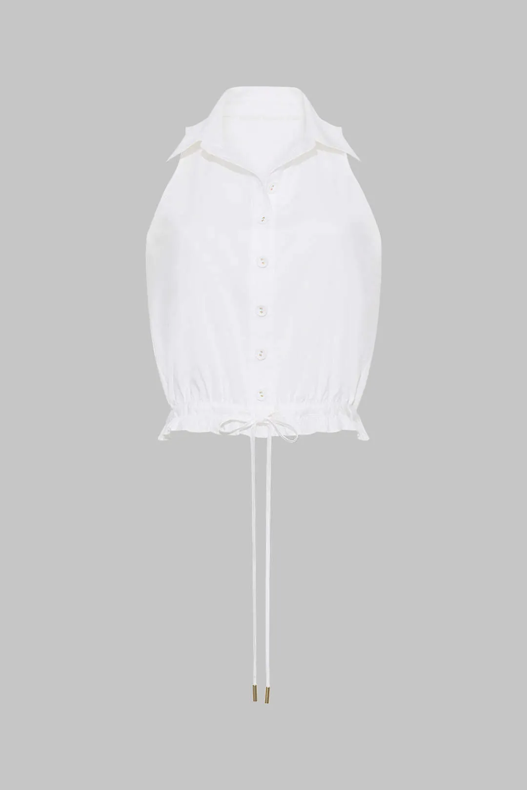 Drawstring Ruffle Button Tank Top sold by Micas