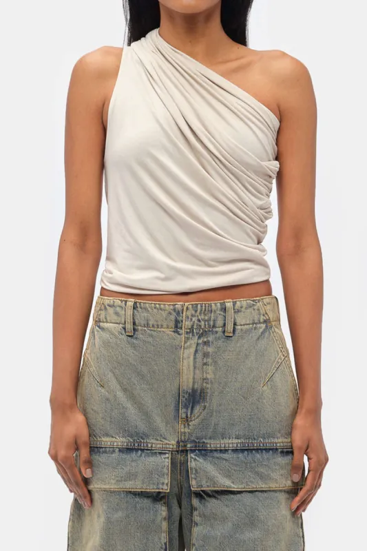 One Shoulder Ruched Long-Sleeve Tank Top sold by Micas