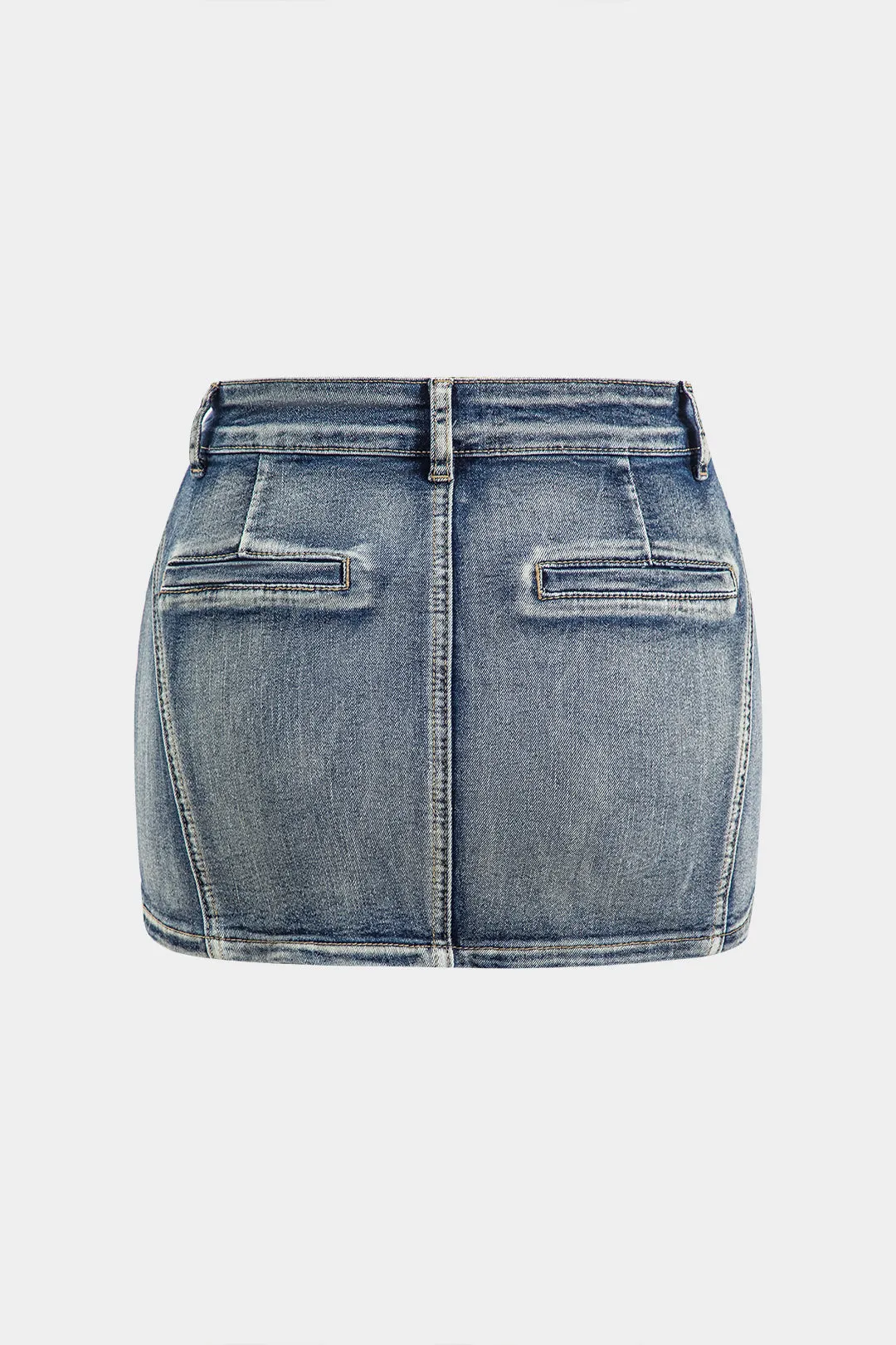 Denim høj taljelomme lynlås nederdel sold by Micas product image thumbnail 2