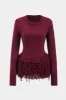 Sweater Fringe Round Neck Long-Sleeve Top sold by Micas