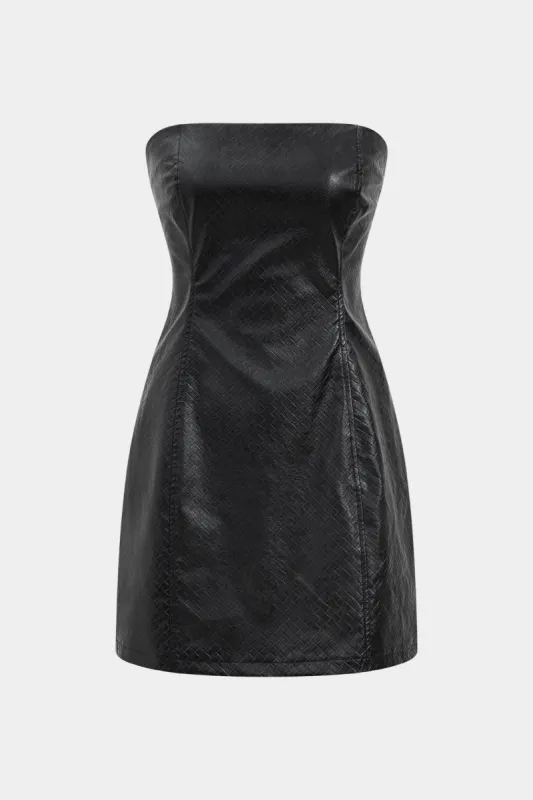 Faux Leather Strapless Sleeveless Mini Dress sold by Micas