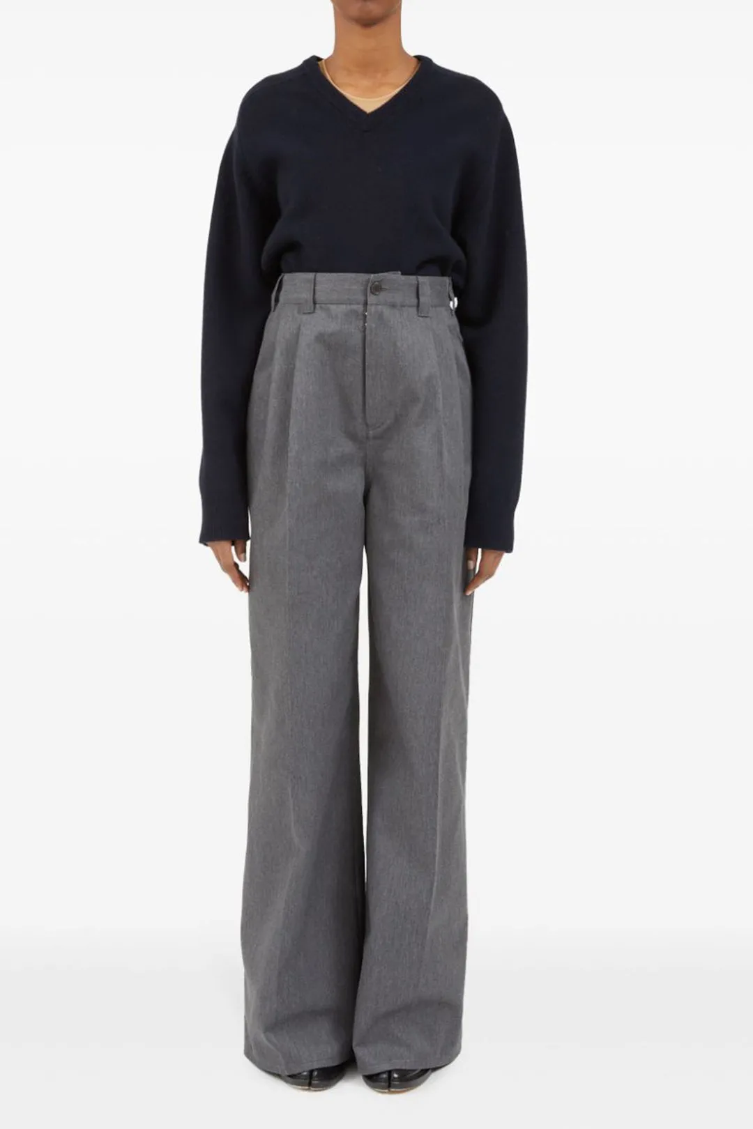 High Waist Ruched Button Wide Leg Trousers sold by Micas