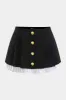 Plus Size Button Pleated Patchwork Skirt sold by Micas