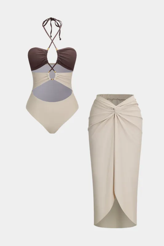 Mavekontrol kontrast grime skåret badetøj og twist cover up sæt sold by Micas