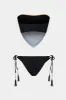Chinoiserie Print Contrast Color Block Tie-Up Bikini Set sold by Micas