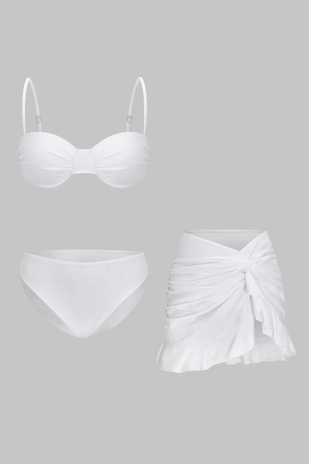 Solid Ruched Bikini 3-delt sæt sold by Micas