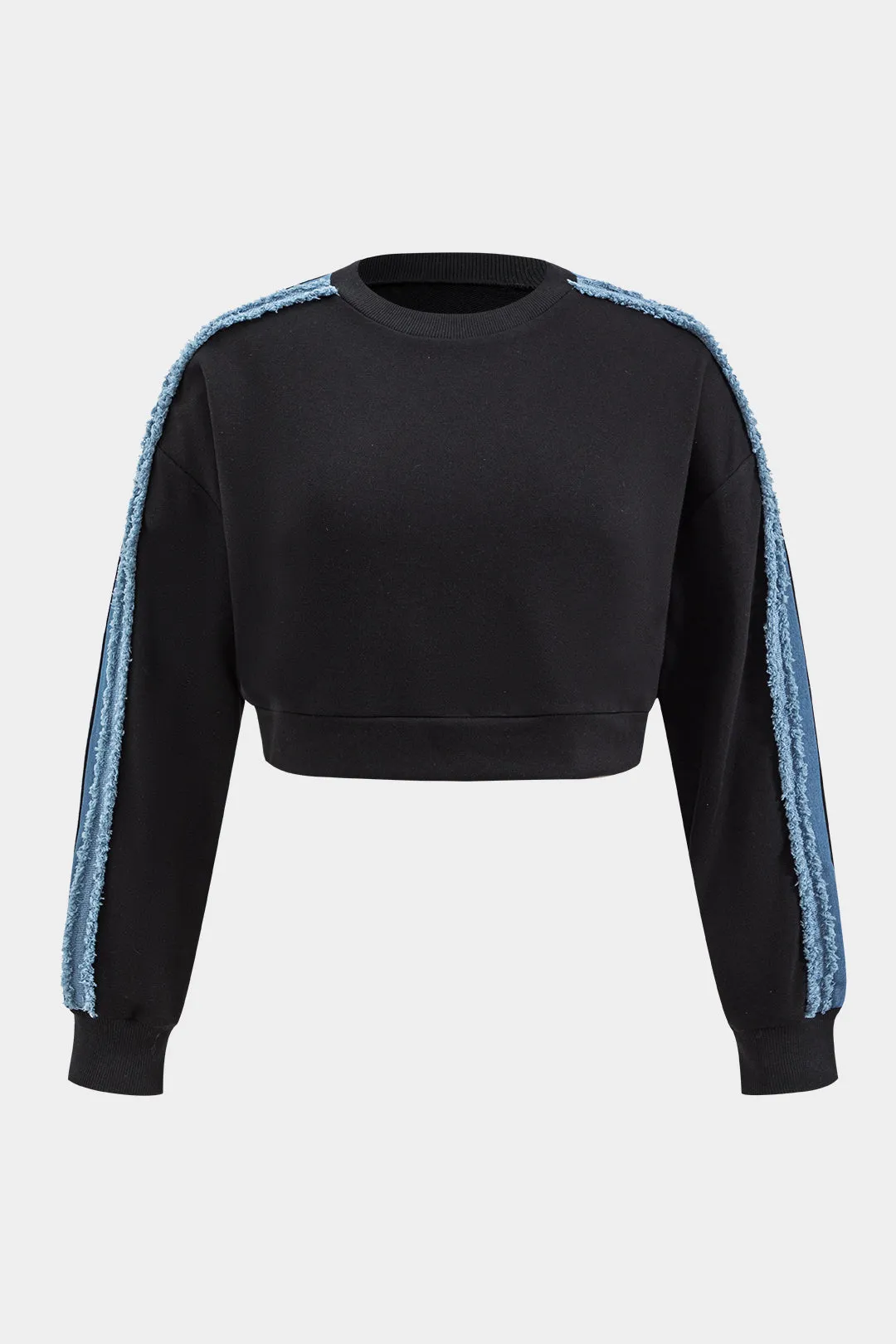 Plus Size Denim Patchwork Detail Top And Pants Set sold by Micas product image thumbnail 2