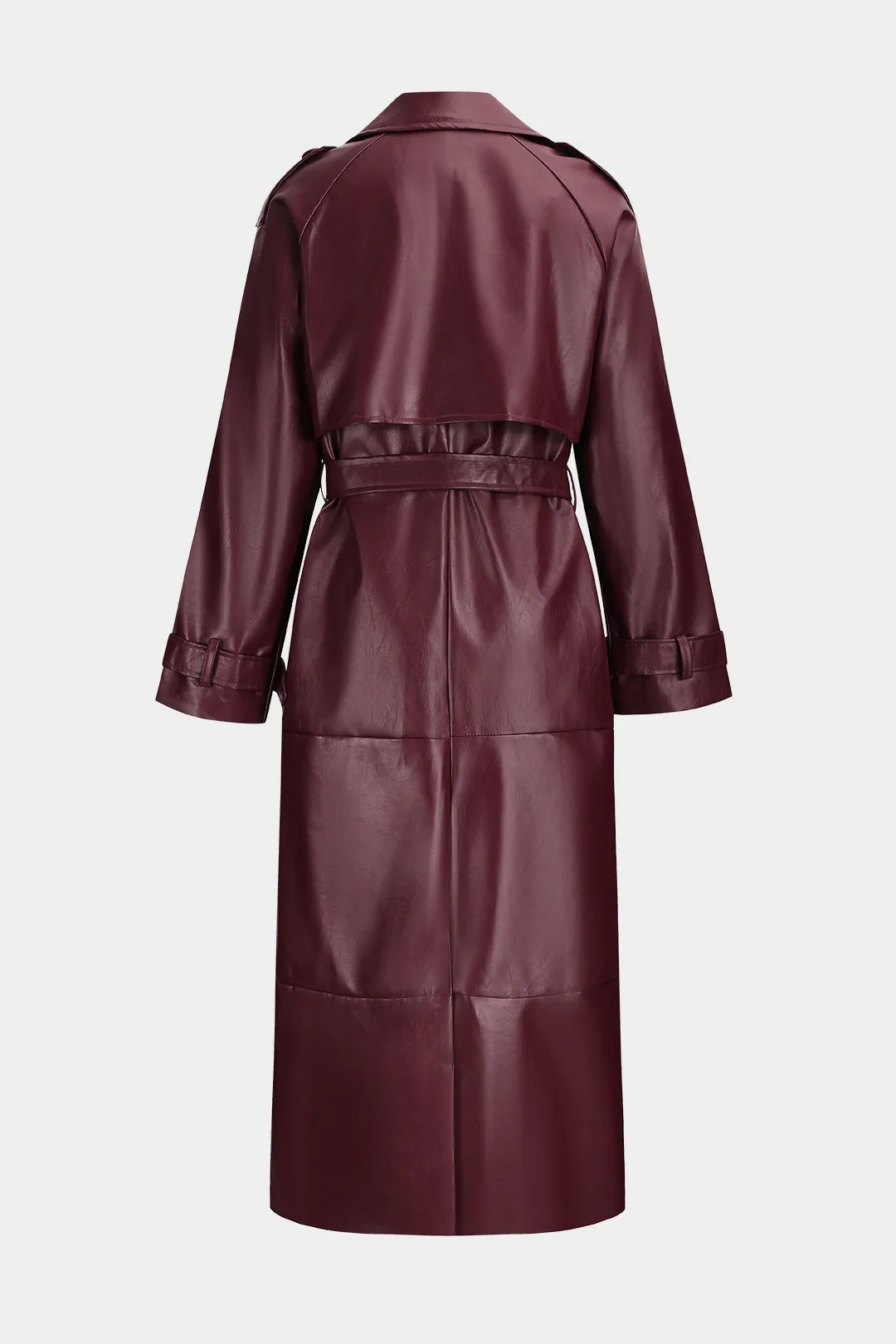 Faux Leather Belted Button Coat sold by Micas product image thumbnail 2