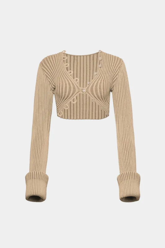 Plus Size Knit Button V-neck Cardigan sold by Micas