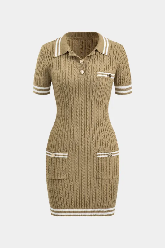 Sweater Button Pocket Short Sleeve Dress sold by Micas