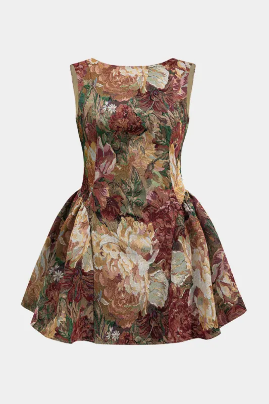 Plus størrelse jacquard rygfri ærmeløs mini kjole sold by Micas