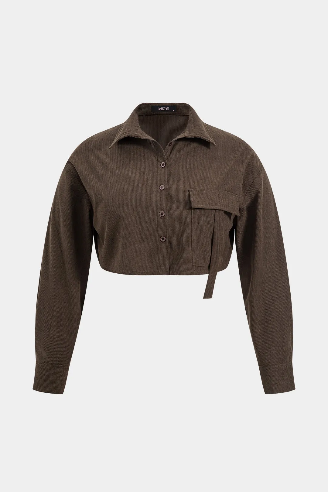 Plus Size Pocket Long-Sleeve Top And High Waist Skirt Set sold by Micas product image thumbnail 2