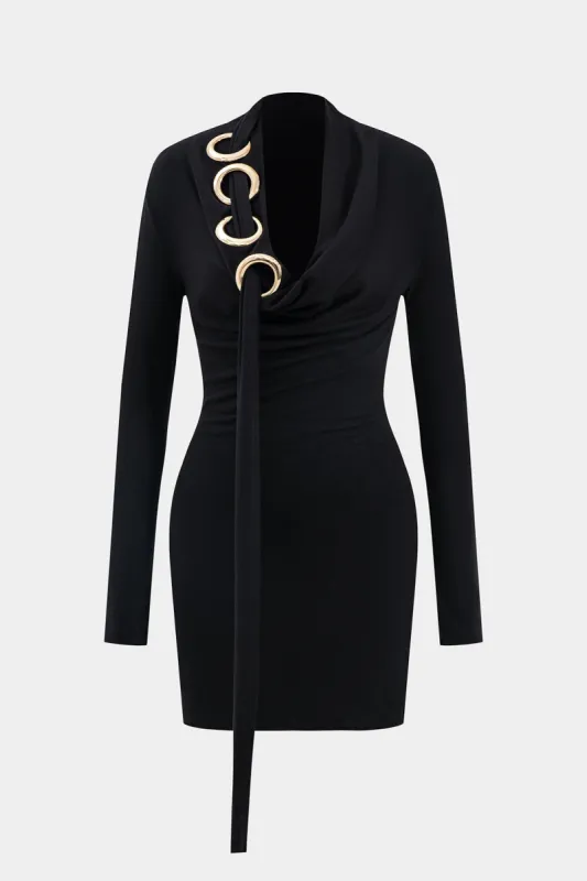 Neck Ring Long Sleeve Mini Dress sold by Micas