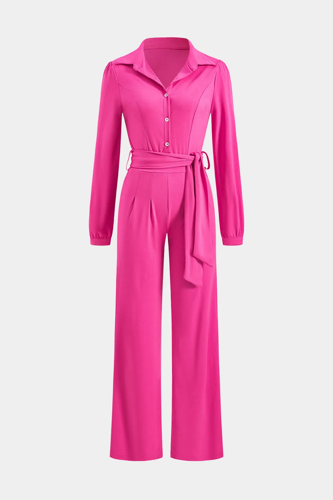 Bæltet knap langærmet jumpsuit sold by Micas