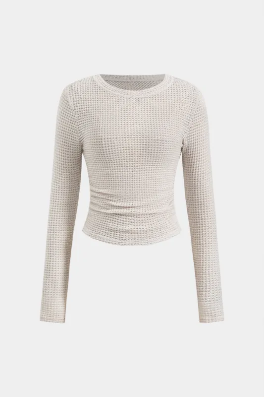 Ruched rundt om hals langærmet t-shirt sold by Micas