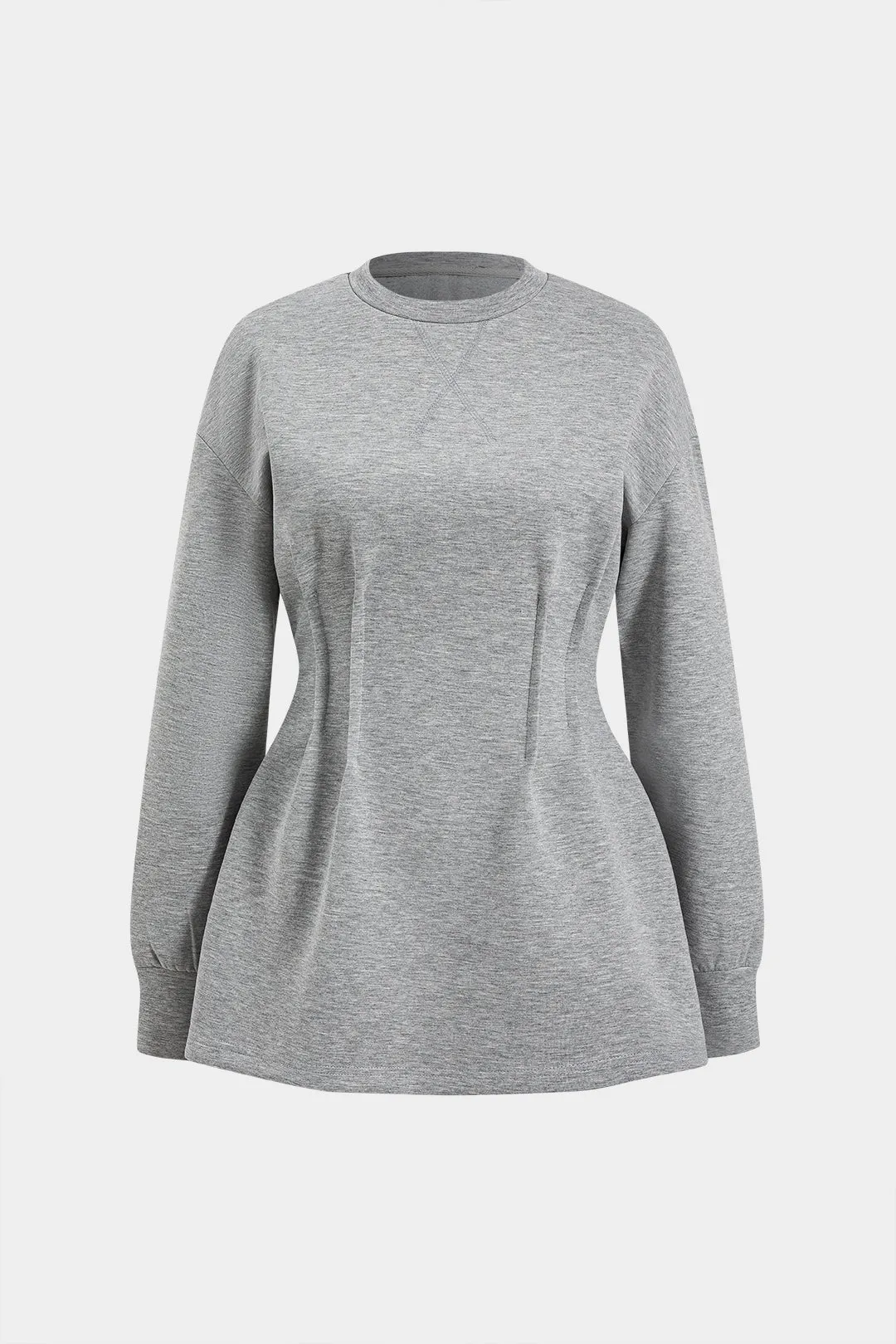Ruched Round Neck Long Sleeve Sweatshirt sold by Micas