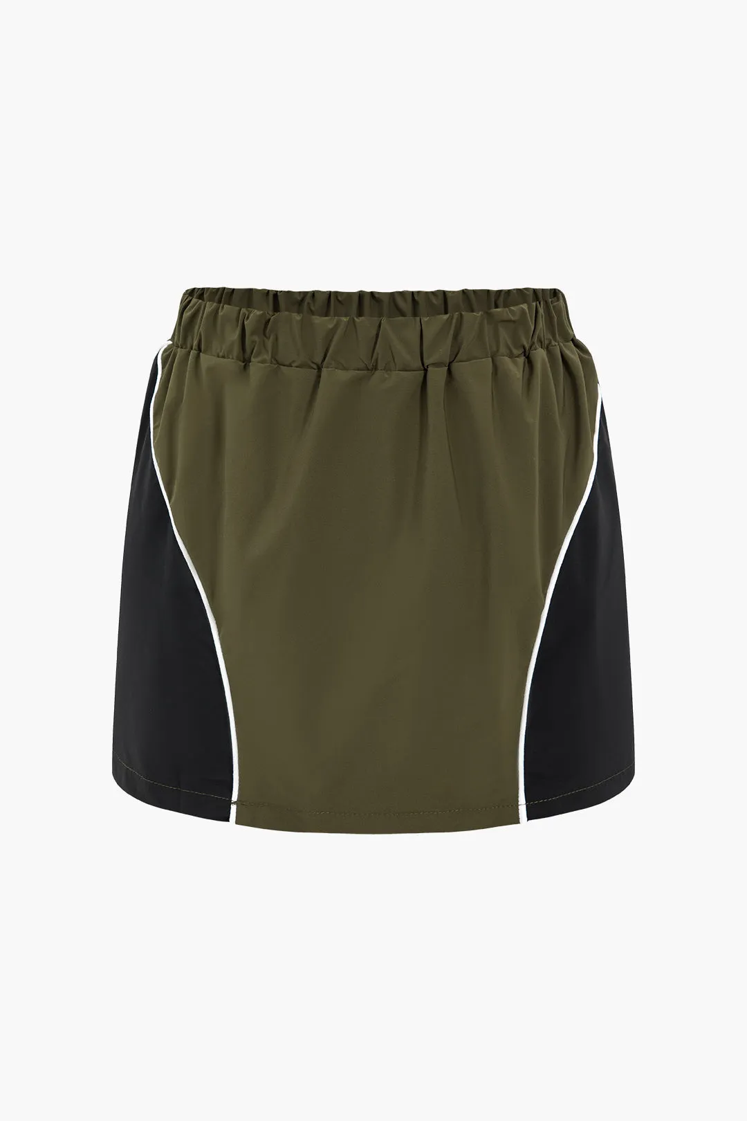 Kontrast patchwork lynlås langærmet top og nederdel sæt sold by Micas product image thumbnail 4