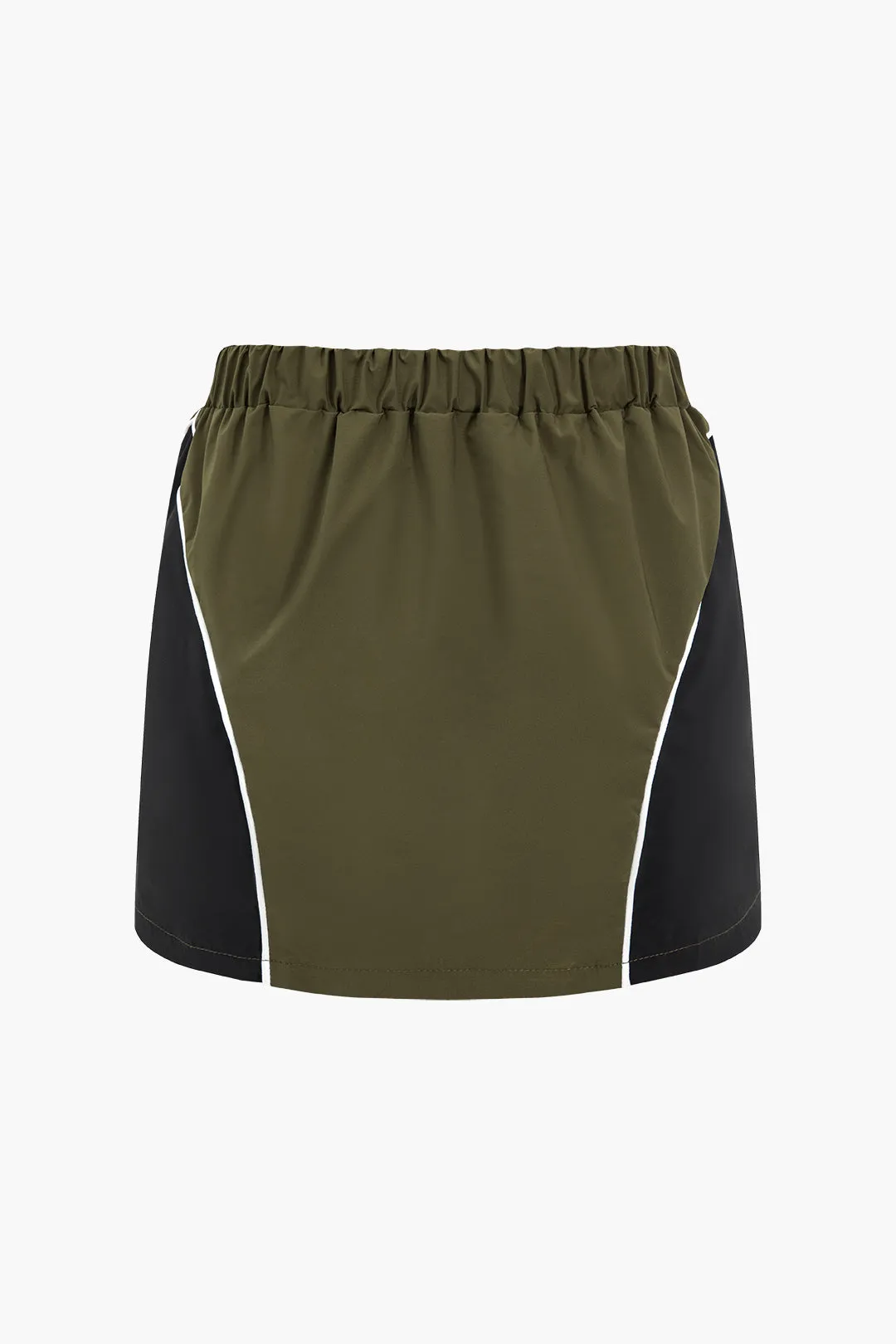 Kontrast patchwork lynlås langærmet top og nederdel sæt sold by Micas product image thumbnail 5