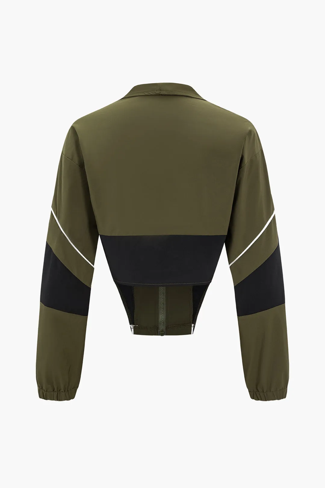 Kontrast patchwork lynlås langærmet top og nederdel sæt sold by Micas product image thumbnail 3