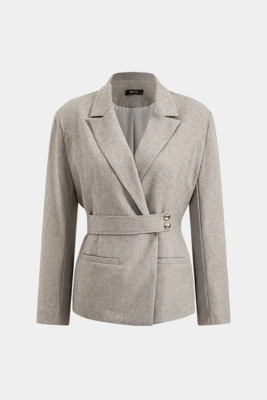 Notched Lapel Shoulder Pad Long Sleeve Blazer sold by Micas