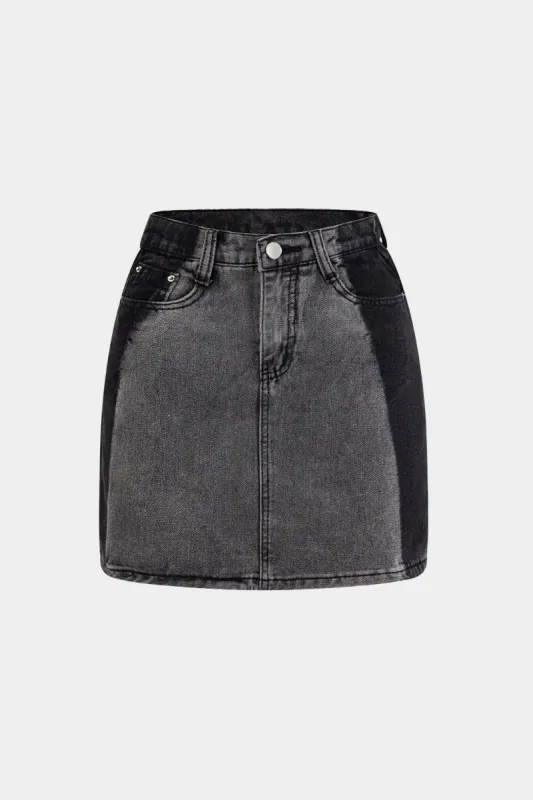 Denim knaplomme nederdel sold by Micas