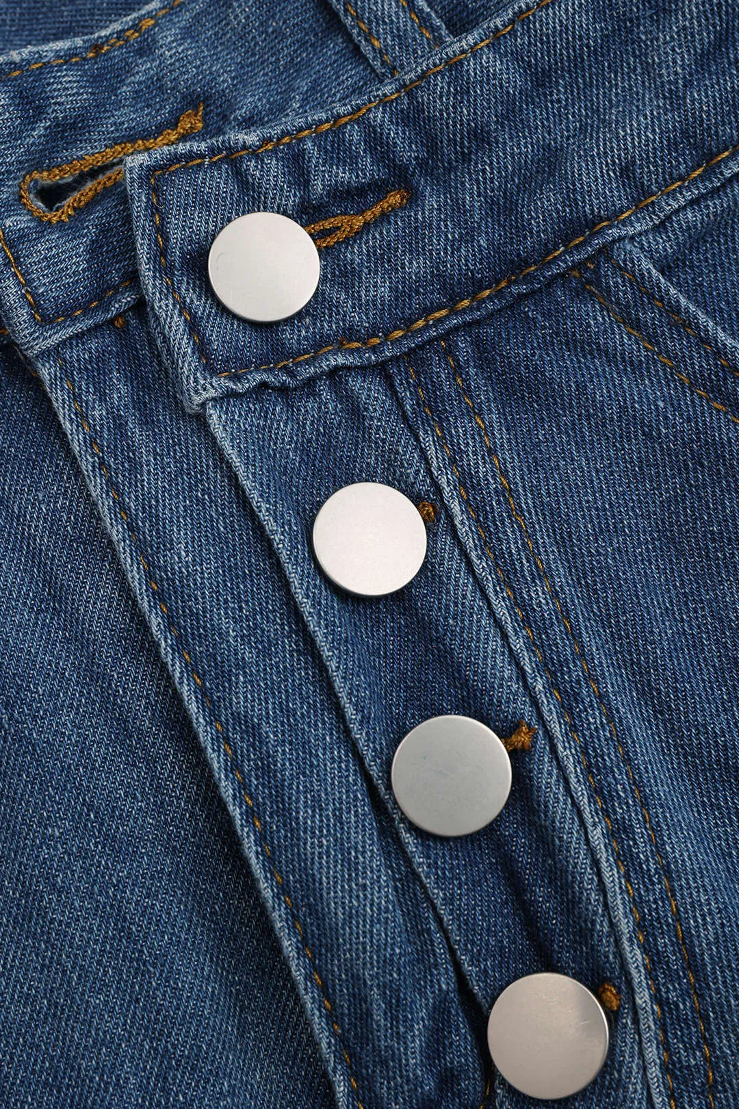 Denim Button Pocket High Waist Straight Leg Jeans sold by Micas product image thumbnail 3