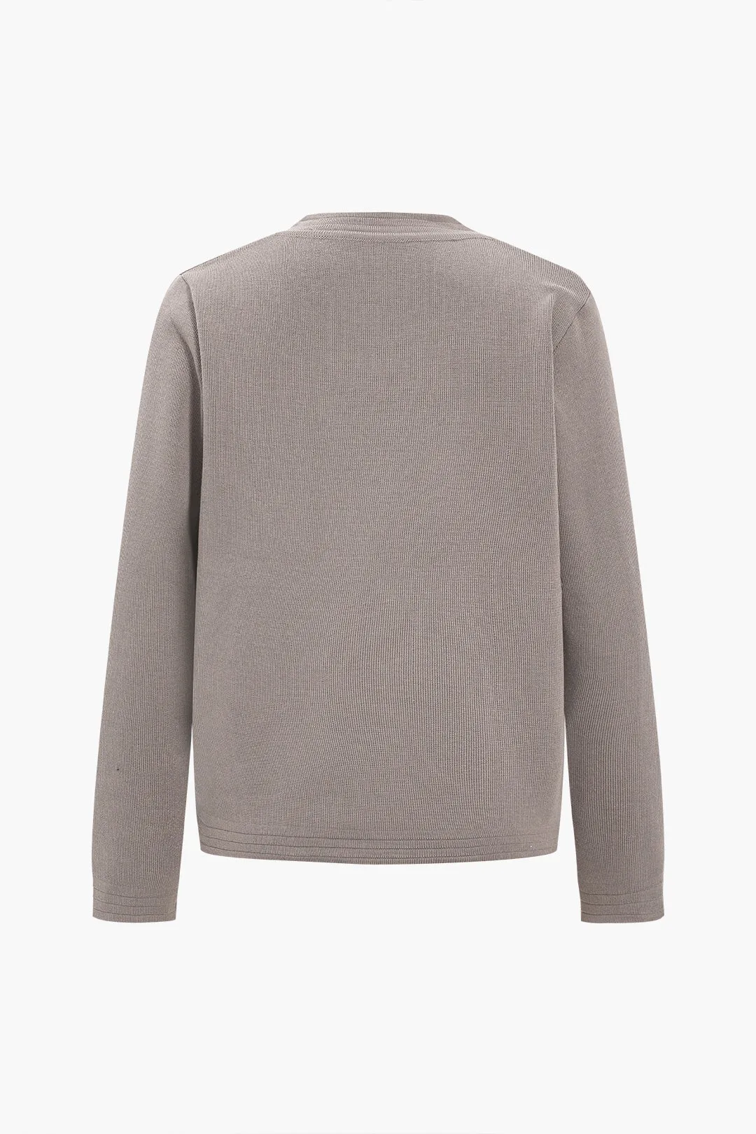 Sweater Button Pocket Round Neck Long-Sleeve Cardigan And Trousers Set sold by Micas product image thumbnail 3