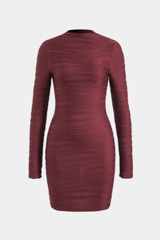 Textured Mock Neck Long Sleeve Mini Dress sold by Micas