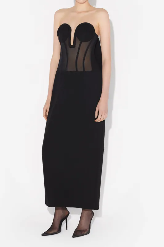 Patchwork V-Neck Corset Midi Dress sold by Micas
