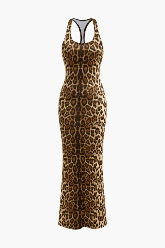 Leopard Print Backless Sleeveless Maxi Dress sold by Micas
